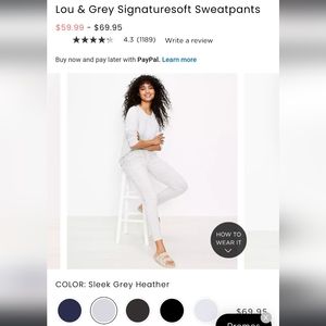 NWOT Lou Grey M Signaturesoft Sweatpants